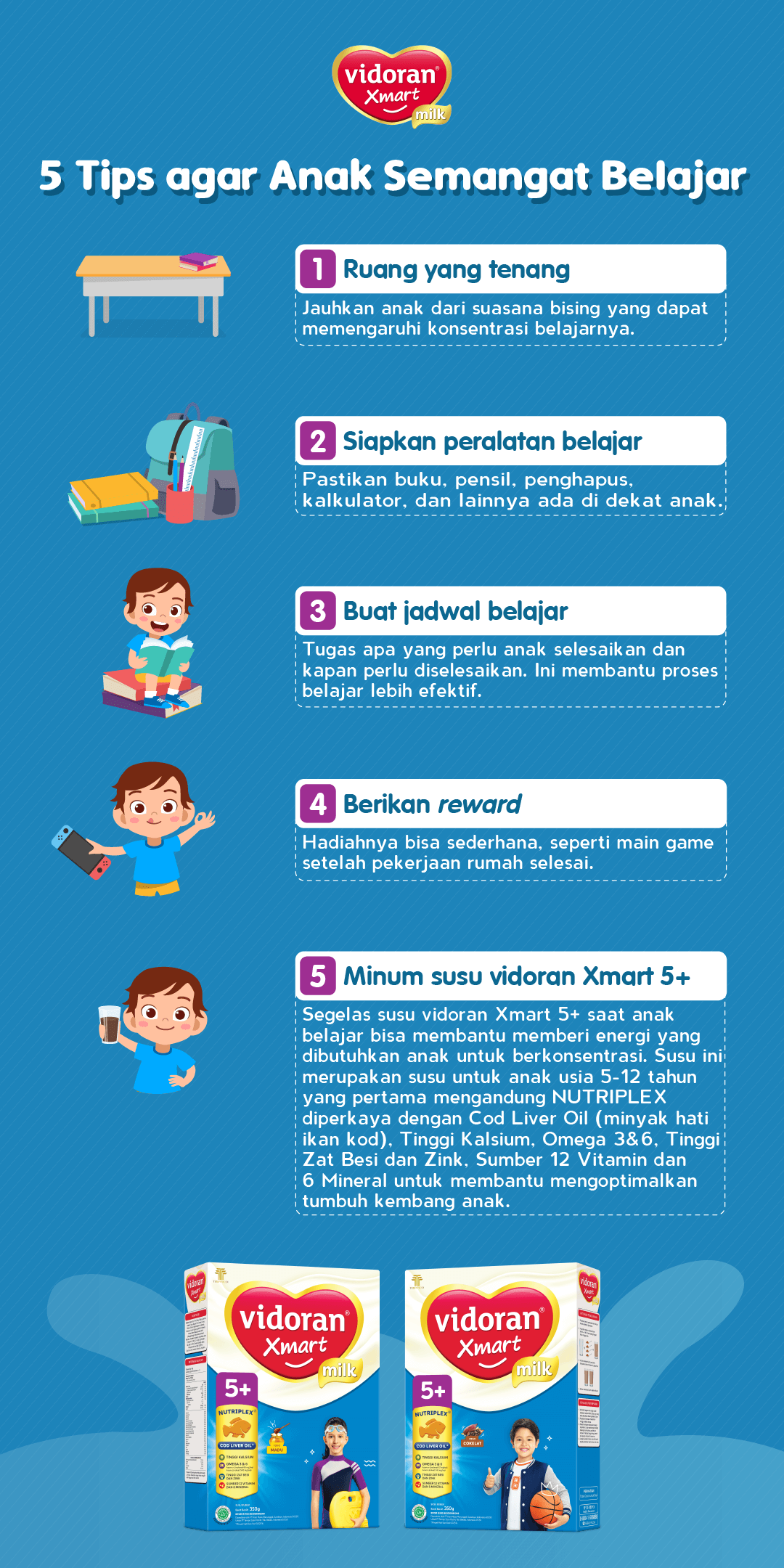 5 Tips agar Anak Semangat Belajar, Selalu Minum Susu untuk Anak Pintar